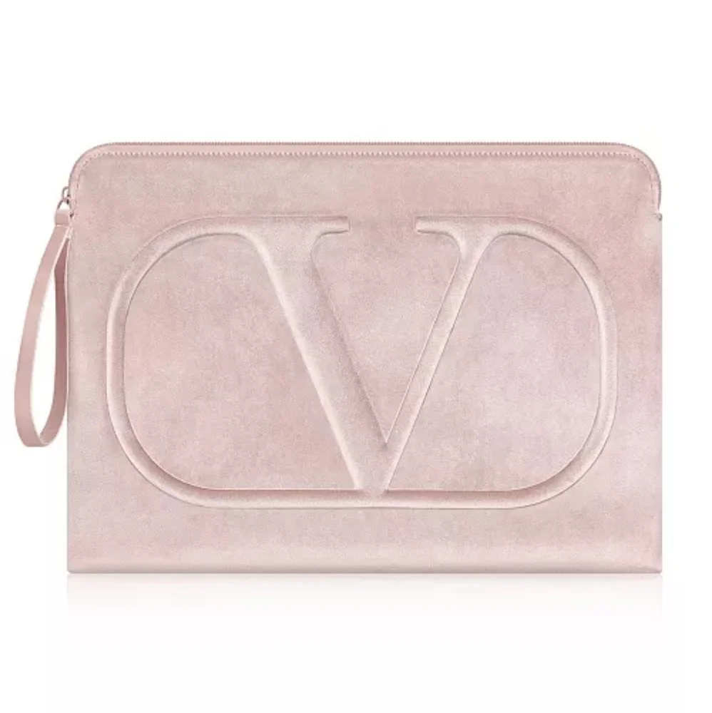 New Valentino Beauty Nude Pink Plush Blush Large Laptop Bag Case XL
